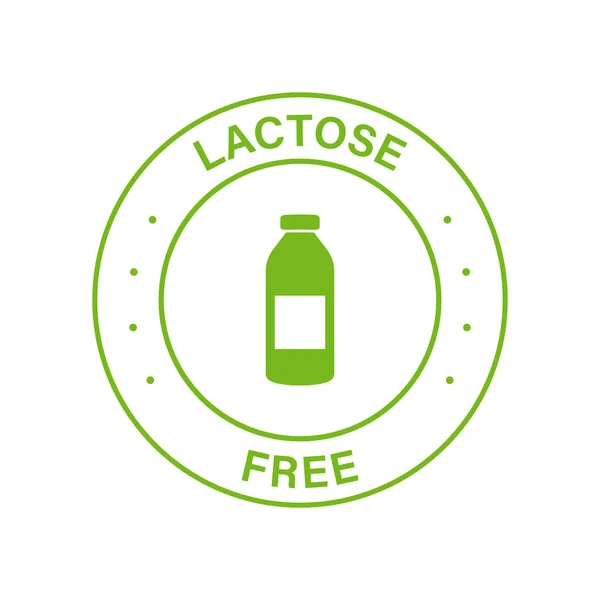 Lactose Free Green Circle Stamp 100 Percent Free Dairy Food — Vector de stock
