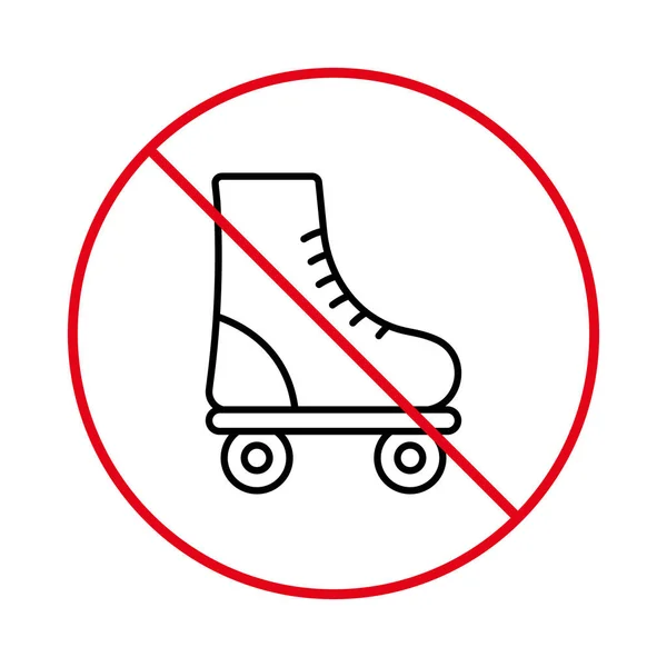 Ban Rollerskate Black Line Icon Calzado Deportivo Red Stop Circle — Archivo Imágenes Vectoriales