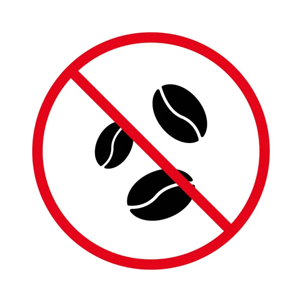 Ban Roasted Caffeine Seed Black Silhouette Icon Forbidden Coffee Bean —  Vetores de Stock