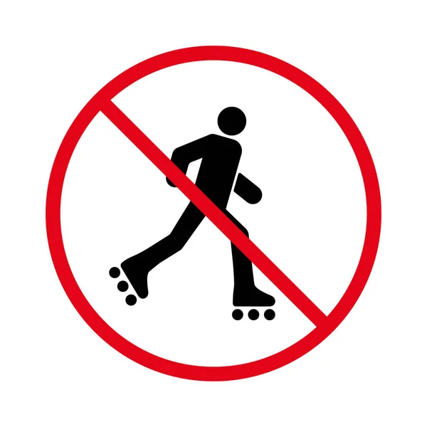 Man Roll Red Stop Circle Symbol Allowed Skating Sign Ban — Image vectorielle