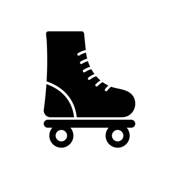 Rollerskate Black Silhouette Icône Roue Fitness Roll Chaussures Pictogramme Glyphe — Image vectorielle