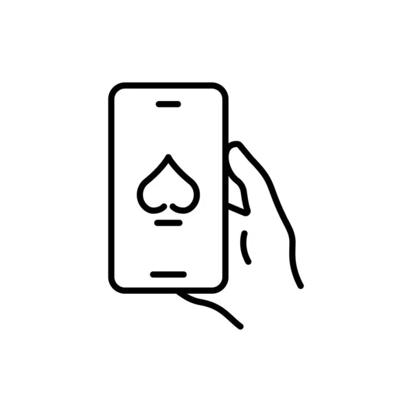 Internet Casino Cellphone Outline Pictogram Online Poker Club Hand Mobile — Διανυσματικό Αρχείο