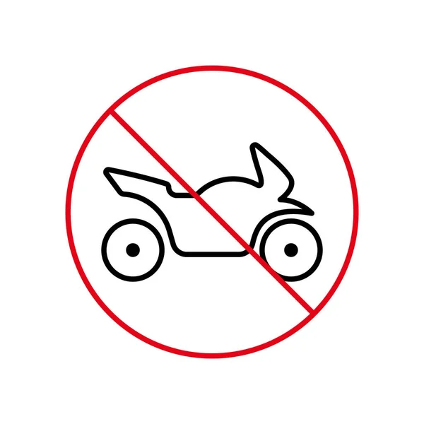 Заборонити Значок Чорної Лінії Мотоцикла Обмежена Парковка Мотоциклів Заборонена Контурна — стоковий вектор