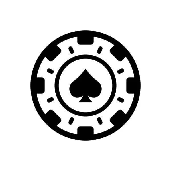 Покер Чип Гліф Іконка Чіп Казино Рулетка Vegas Black Silhouette — стоковий вектор