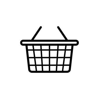 Alışveriş sepeti süpermarketi Kara Siluet Simgesi. Market Basket Market Glyph Pictogram 'ı satın al. El Ürünleri Boş Araba Düz Sembolü. Çanta Perakende İnternet Tabelası. İzole Vektör İllüstrasyonu.