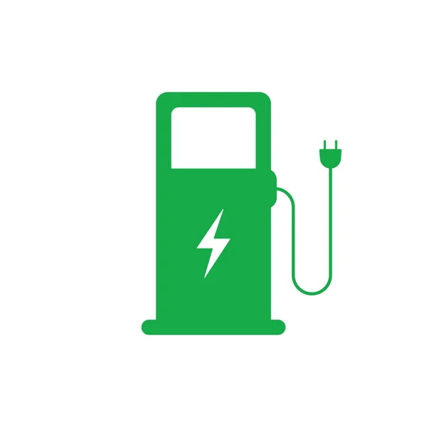 Vehicle Electric Charger Station Silhouette Icon Ecology Charge Glyph Green — Wektor stockowy