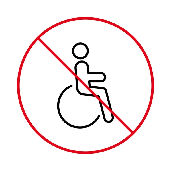 Ban Handicap Parking Zone Black Line Icon Forbidden Handicapped Pictogram — Stockvektor