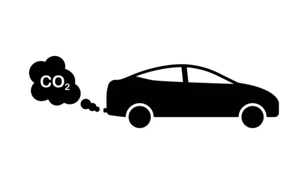 Car Exhaust Co2 Black Silhouette Icon Transport Vehicle Pipe Smoke — 图库矢量图片