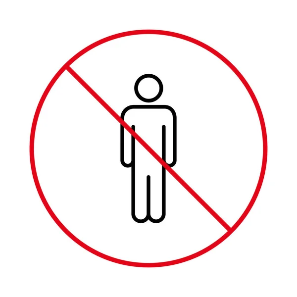 Simbolo Della Linea Stop Rossa Ingresso Limitato Ban Men Pedestrian — Vettoriale Stock
