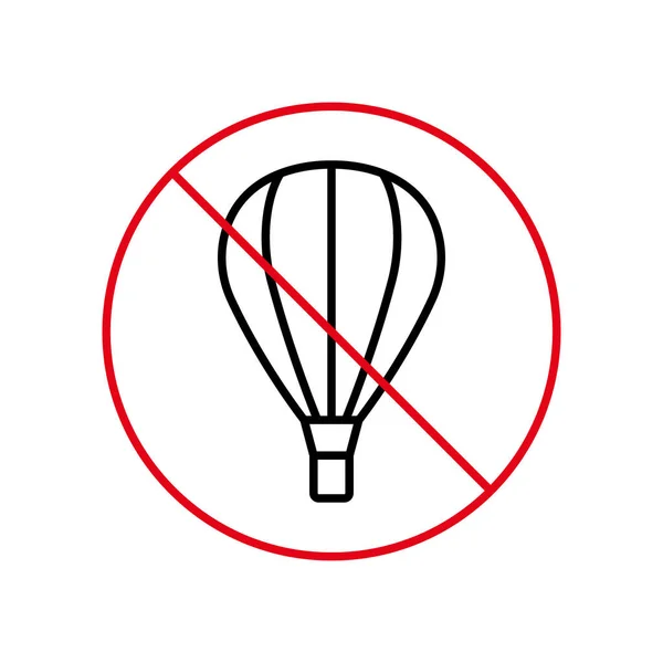 Air Balloon Basket Ban Black Line Icon Warning Hot Air — 图库矢量图片