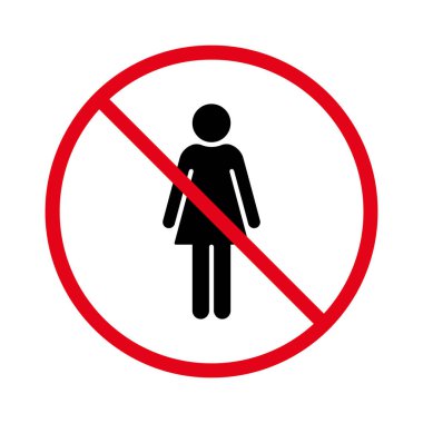 Restricted Female Entry Red Stop Circle Symbol. Not Woman Ban Black Silhouette Icon. Forbid Access Women Zone Pictogram. No Allowed Girl Sign. Entrance People Prohibited. Isolated Vector Illustration.
