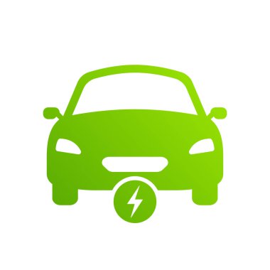 Ekoloji Melezi Araç Silueti Simgesi. Elektrikli Araba Glyph Pictogram. Şimşek İşaretli Elektrikli Araba. Bolt Green Sembol 'lü Eko Elektro EV. Elektronik Otomobil Logosu. İzole Vektör İllüstrasyonu.