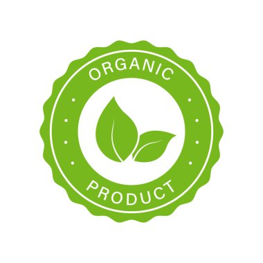 Organik Ürün Yaprak Simgesi. Doğal Biyolojik Sağlıklı Çevre Gıda Logosu. Biyolojik Organik Ürün Yeşil İşareti. Çevre Vegan Eko Gıda Etiketi. Doğal Organik Ürün Etiketi. İzole Vektör İllüstrasyonu.