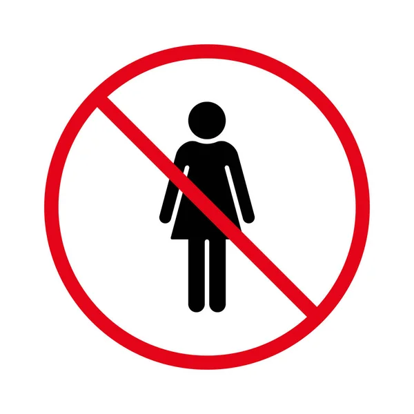 Restrito Feminino Entrada Red Stop Circle Symbol Não Ícone Silhueta — Vetor de Stock