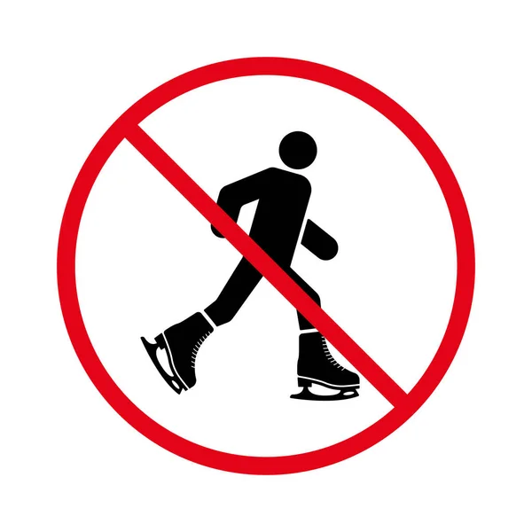 Icona Ban Figure Skating Black Silhouette Uomo Pattinatore Pittogramma Proibito — Vettoriale Stock