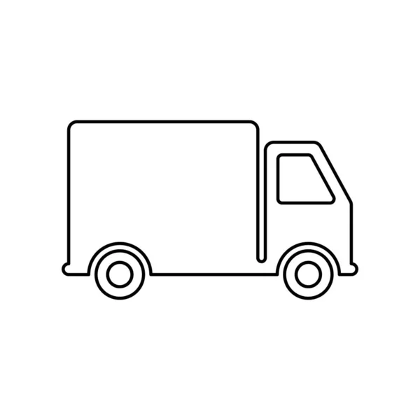 Courier Truck Deliver Order Parcel Flat Symbol Cargo Van Fast — Stockvector