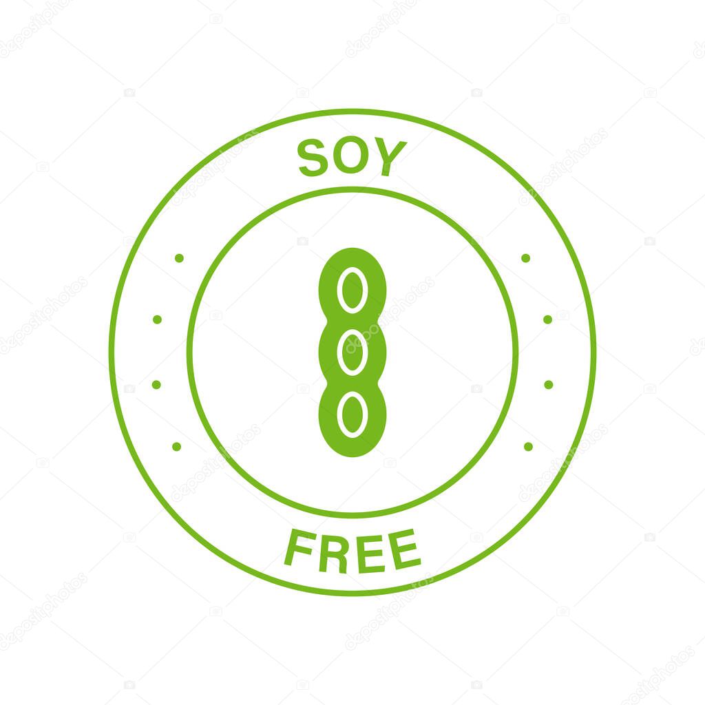 Soya Bean Free Green Icon. Soybean Label. No Allergy Food Product Symbol. Free Soy Bean, Legume Sign. Free Edamame Logo. Healthy Natural Diet Nutrition Stamp. Isolated Vector Illustration.
