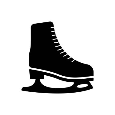 Buz pateni Siyah Siluet Simgesi. Rink Glyph Pictogram için Artistik Patinaj Aletleri. Spor Eğitimi Hokey Oyunu Düz Sembolü. Kış Eğlencesi Sağlıklı Aktivite İçin Ayakkabı. İzole Vektör İllüstrasyonu.