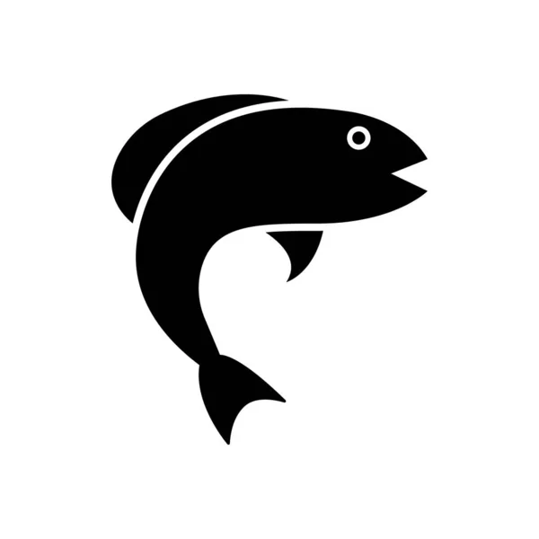 Fish Sea Black Silhouette Icon Fishing Water Place Glyph Pictogram — Stock Vector