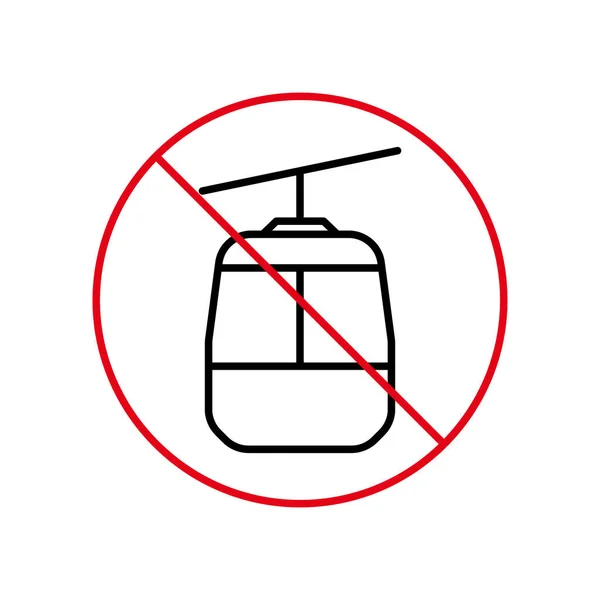 Ban Cable Car Black Line Icon Mountain Gondola Forbidden Outline — 图库矢量图片