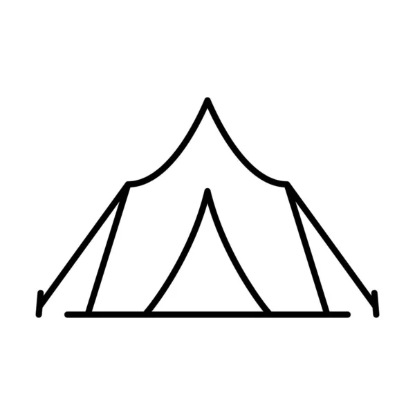 Tourist Shelter Outdoor Relaxation Outline Pictogram Tourism Leisure Adventure Tent — Vetor de Stock