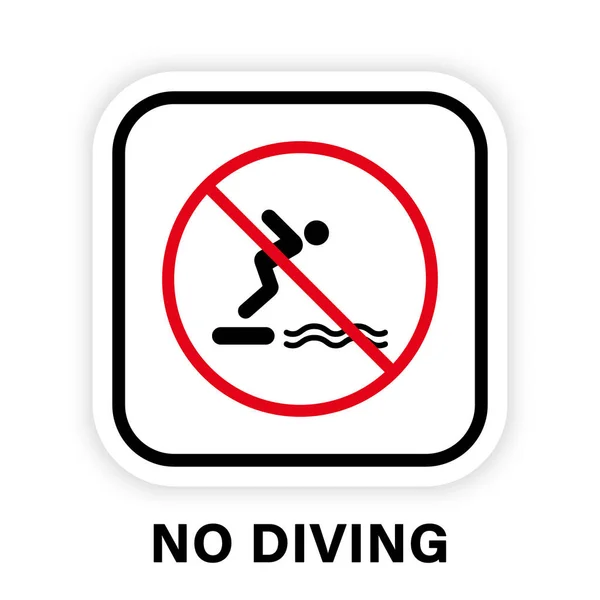 Caution Forbidden Dive Pool Sign Prohibited Diving Red Stop Symbol —  Vetores de Stock