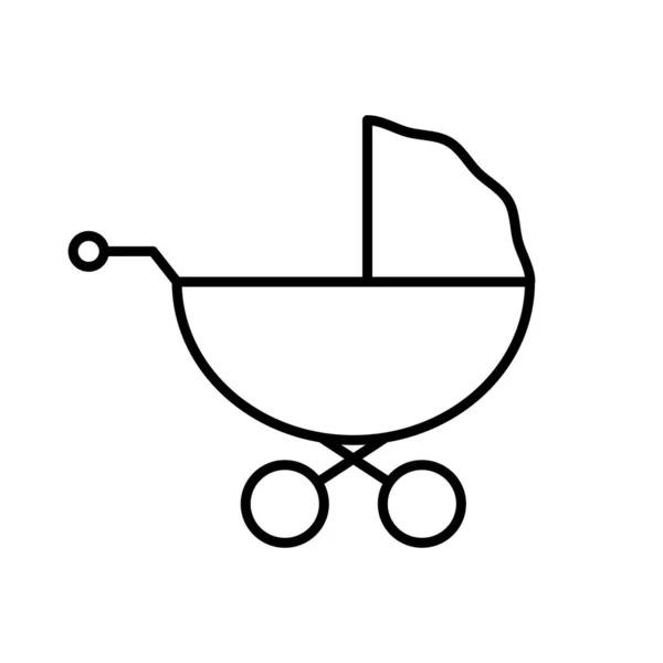 Infant Stroller Outline Pictogram Baby Carriage Black Line Icon Child — Stock Vector