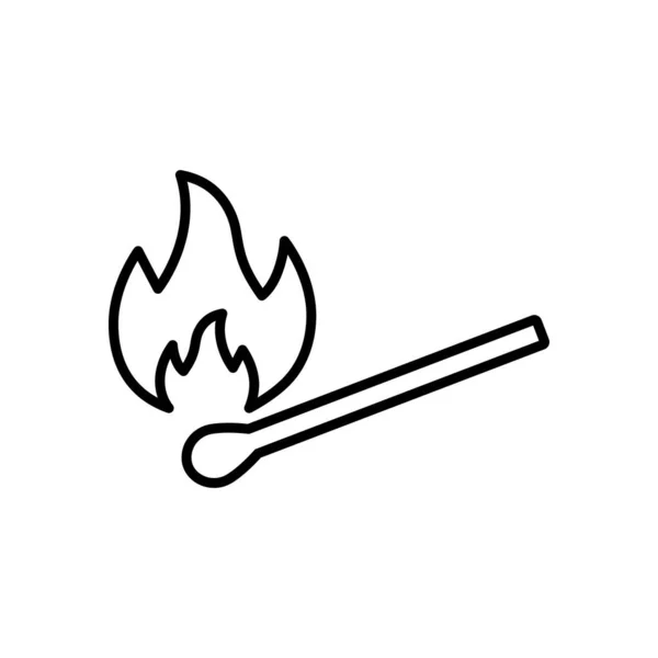 Matchstick Heat Flame Lighter Outline Pictogram Wooden Danger Match Stick — Stock Vector