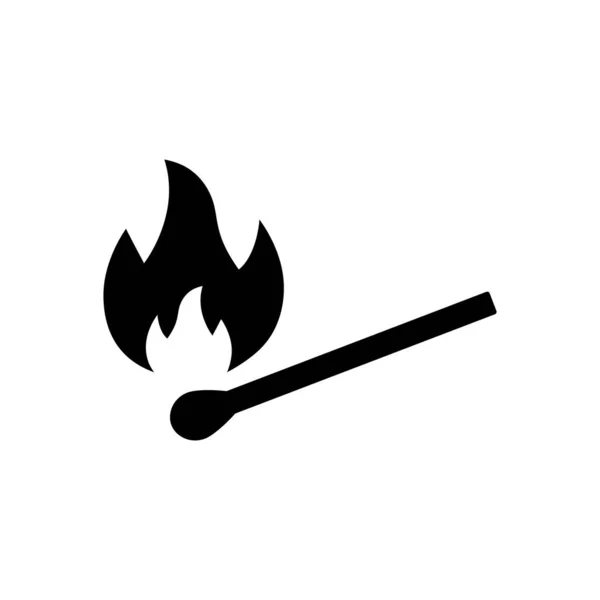 Match Stick Burn Spark Black Silhouette Icon Matchstick Heat Flame — Stockvector