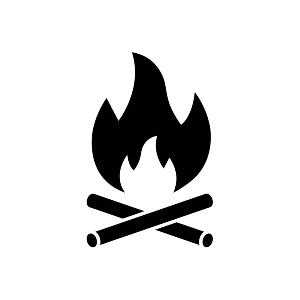 Bonfire Camp Black Silhouette Icon Night Wood Campfire Light Glyph — Stock Vector