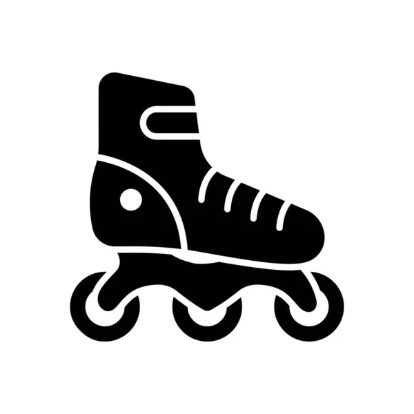 Roller Skate Black Silhouette Icon Skating Leisure Roll Wheel Shoe — Stock Vector