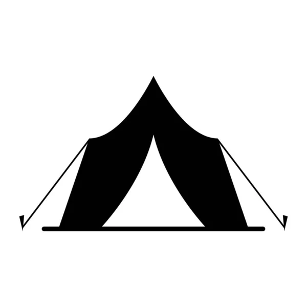 Camping Tent Black Silhouette Icon Tourist Shelter Outdoor Relaxation Glyph — Vetor de Stock