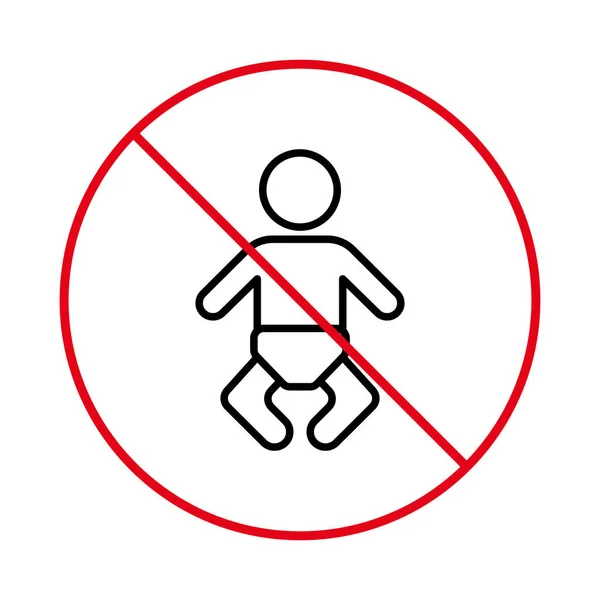 Forbid Kid Room Pictogram Ban Baby Diaper Black Line Icon — Vetor de Stock