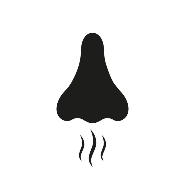 Nose Human Smell Black Silhouette Icon Nasal Odor Sniff Glyph — Διανυσματικό Αρχείο