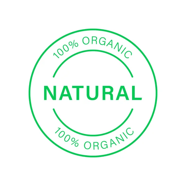 Organic Natural Product Green Line Icon 100 Percent Bio Organic — Stockvektor