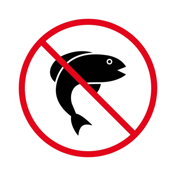 Prohibited Fishing Seafood Red Stop Circle Symbol Allowed Fishing Lake — Stockový vektor