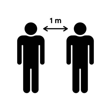Social Distancing Black Silhouette Icon. Keep Person Distance in Public Meeting Care Human Glyph Pictogram. Preventive Flu Virus Pandemic Protection People Flat Symbol. Isolated Vector Illustration.