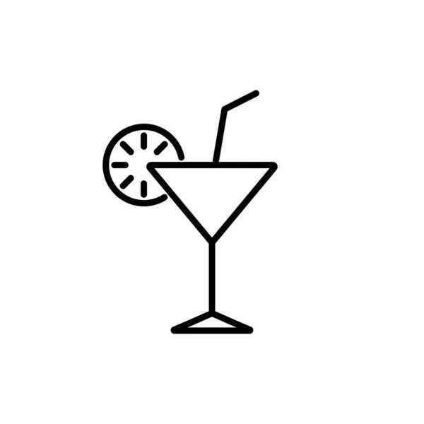 Cocktail Margarita Line Icon Tropical Coctail Drink Martini Liquor Outline — Wektor stockowy