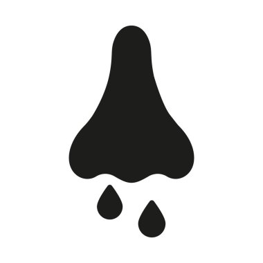 Runny Nose Line Icon. Coronavirus Symptom. Nosebleed, Nasal Mucus Silhouette Icon. Sinusitis Symptom, Snot, Allergy Cold Glyph Pictogram. Isolated Vector Illustration.
