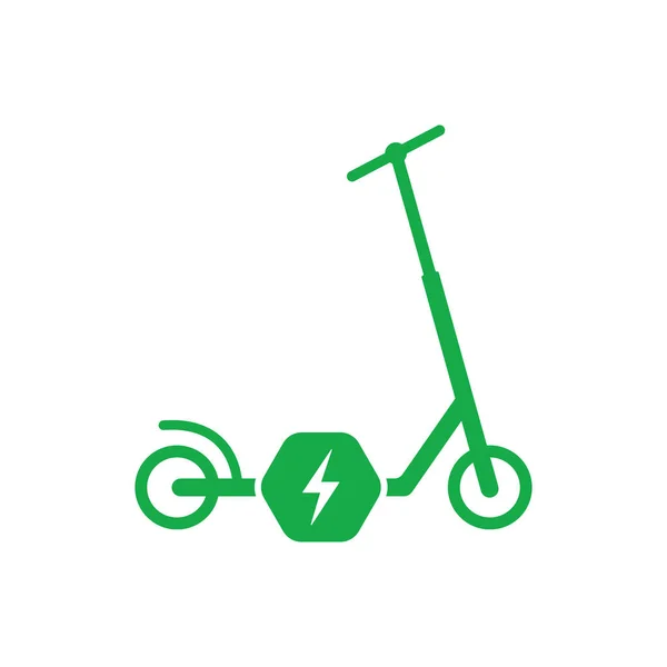 Electricity Battery Kick Scooter Flat Symbol Electronic Kick Scooter Green — Vetor de Stock