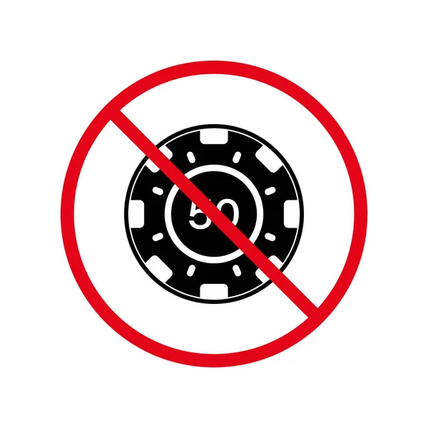 Forbidden Chip Poker Casino Roulette Pictogram Gamble Game Ban Black —  Vetores de Stock