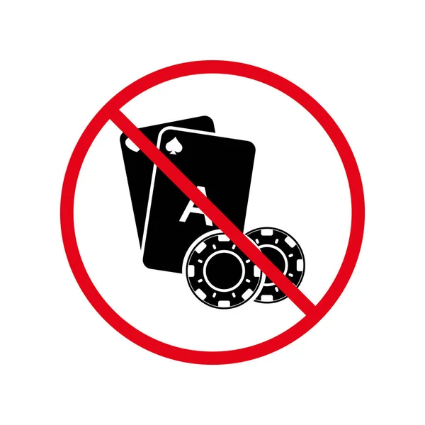 Allowed Gamble Game Sign Casino Prohibited Ban Poker Black Silhouette — Stockvector