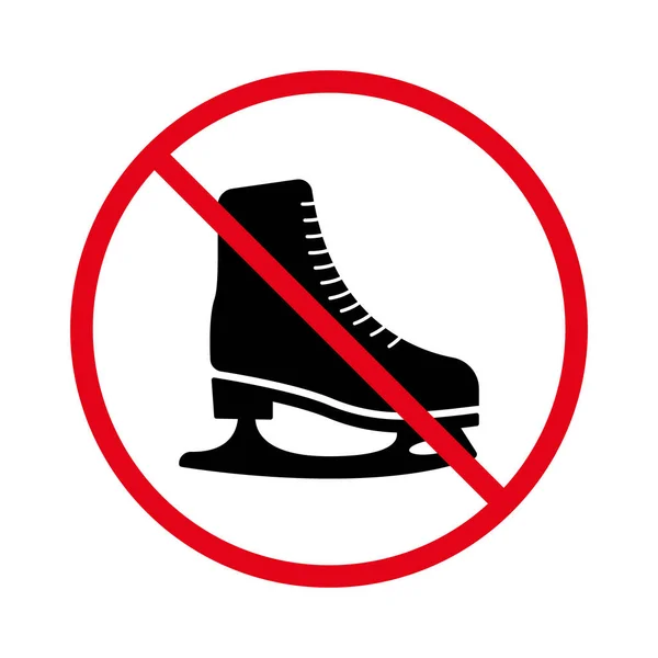 Ban Ice Skate Black Silhouette Icon Forbidden Figure Skating Pictogram — Vetor de Stock