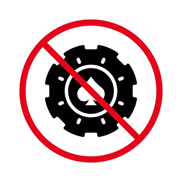 Prohibited Gambling Chip Red Stop Circle Symbol Allowed Play Casino —  Vetores de Stock
