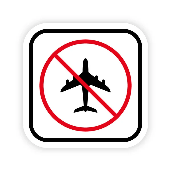 Air Plane Black Silhouette Ban Icon Warning Airplane Forbidden Pictogram — Vector de stock