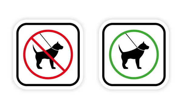 Leash Walk Zone Yasak Piktogram Evcil Hayvan Yürüyen Köpek Kara — Stok Vektör