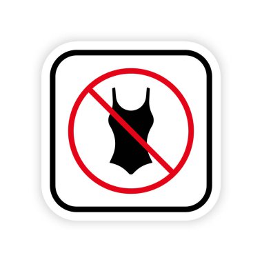 Yasak Kız Yazlık Mayo Siyah Siluet Simgesi. Yasak Pictogram. 