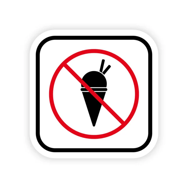 Ban Entry Ice Cream Waffle Cone Rule Black Silhouette Icon — Stockový vektor