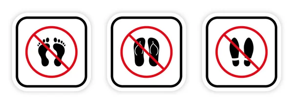 Footprint Pair Shoe Flop Flop Red Stop Circle Никакого Запретного — стоковый вектор