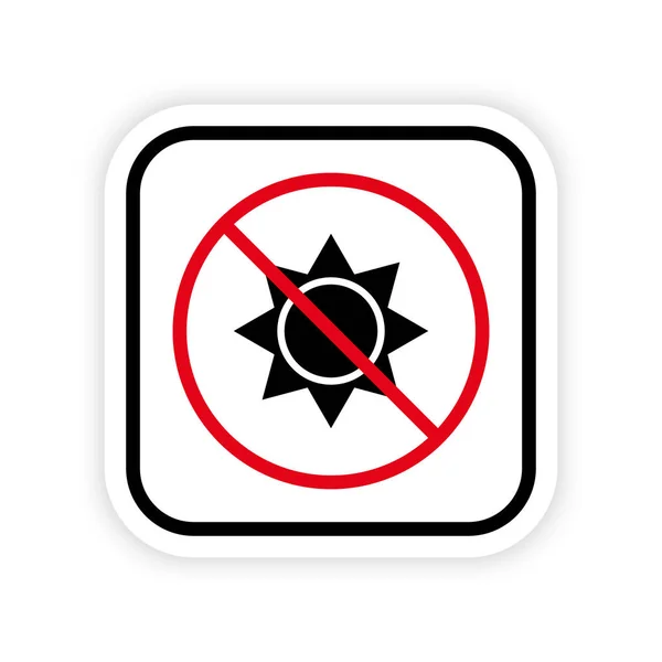 Sunlight Ban Black Silhouette Icon Warning Sun Ray Radiation Prohibited —  Vetores de Stock